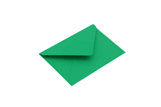 a green envelope with a small square inside