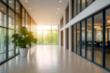 blurred for background. office building interior, empty hall in the modern office building. empty...