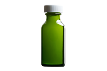 a green bottle with a white cap on a white background