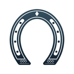 A simple black horseshoe icon on a white background, flat design, minimalist, clean, high resolution, vector graphic.
