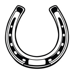 A simple black horseshoe icon on a white background, flat design, minimalist, clean, high resolution, vector graphic.