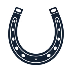 A simple black horseshoe icon on a white background, flat design, minimalist, clean, high resolution, vector graphic.
