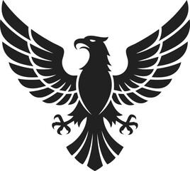 Obraz premium Double headed eagle, regal bird, majestic symbol, heraldic creature, emblematic design, powerful representation, vintage engraving style illustration