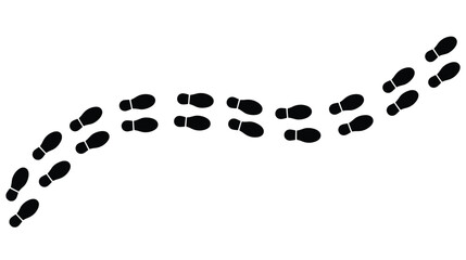 trace, human steps, footprints in shoes, path, isolated on transparent vector