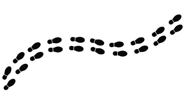 trace, human steps, footprints in shoes, path, isolated on transparent vector