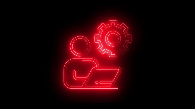 Glowing Neon Knowledge Base Icon, Symbol of Information, Learning, and ExpertiseModern Workplace Office Interior Design Comfortable Workspace Employee Productivity Home Office
