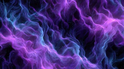Bright purple and blue abstract waves flow dynamically in a seamless cosmic background