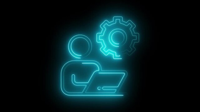 Glowing Neon Knowledge Base Icon, Symbol of Information, Learning, and ExpertiseModern Workplace Office Interior Design Comfortable Workspace Employee Productivity Home Office