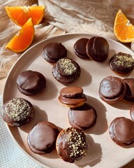 Vegane Jaffa Cakes mit Schokolade Orange Dessert Soft Cakes Kekse