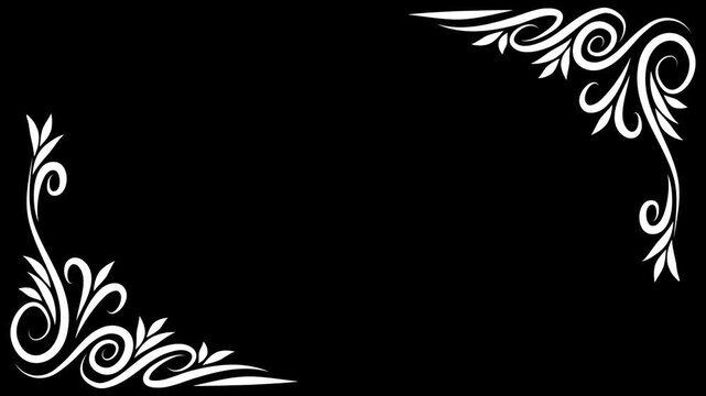 Growing floral corner boarder animation. Video clip with alpha channel.