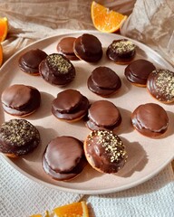 Vegane Jaffa Cakes mit Schokolade Orange Dessert Soft Cakes Kekse