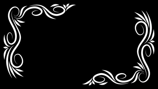 Growing floral corner boarder animation. Video clip with alpha channel.