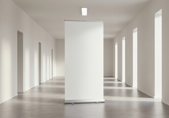 Blank Roll-Up Banner Stand in Modern Office Interior