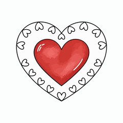 Heart Illustration: A romantic illustration featuring a large red heart surrounded by smaller hearts, symbolizing love, affection, and Valentine's Day.