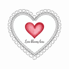 Watercolor Heart: Romantic watercolor heart blooms here, set in a delicate heart-shaped frame, a symbol of love and affection.