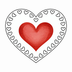 Heart Design: A large red heart is surrounded by smaller hearts creating a frame, a symbol of love and affection.