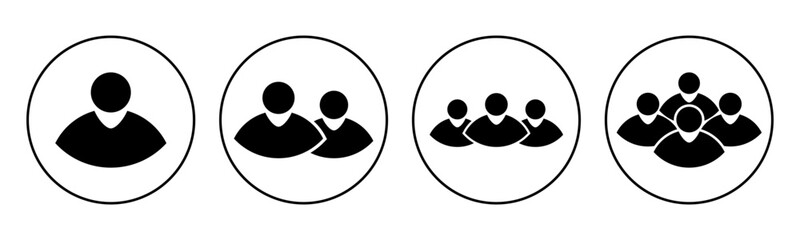 People icon set vector illustration. Individual to group icon vector. Persons symbols infographics for website, logo, app, UI isolated.
