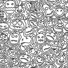 A variety of playful monsters and quirky creatures cover the entire surface, showcasing intricate doodles and a whimsical design style during an art session focused on creativity.