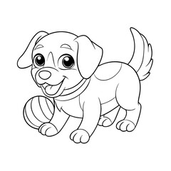 Obraz premium Adorable Puppy Playing Fetch with a Ball in a Garden Coloring Page