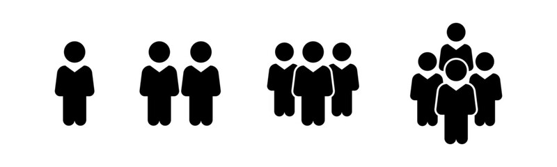 People icon set vector illustration. Individual to group icon vector. Persons symbols infographics for website, logo, app, UI isolated.
