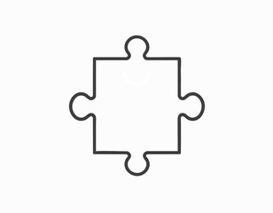 Simple Outline Single Puzzle Piece Contour Shape Isolated Element