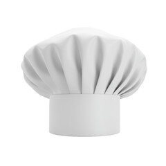 An immaculate white chef's toque with precise pleats and crisp fabric, perfectly isolated against a seamless transparent background with ample copy space, concept of culinary professionalism
