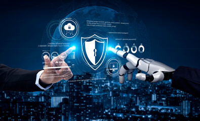 AI artificial intelligence strengthens cybersecurity with intelligent threat detection, virtual...