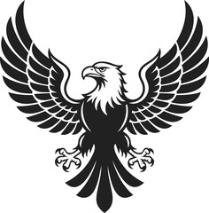 Obraz premium Heraldic eagle, majestic bird of prey, symbol of strength and freedom, detailed engraving in vintage style
