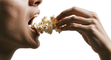 young woman eating a popcorn 