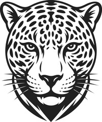 Jaguar face, fierce wild cat illustration, big cat artwork, predator emblem, engraved jaguar design