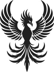 Obraz premium Majestic phoenix rising, symbol of rebirth and strength in vintage engraved style