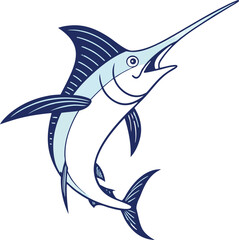 Elegant Blue Marlin Fish Vector Illustration