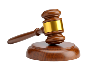 Wooden Gavel: Legal Auction Justice Symbol, Courtroom Auctioneer Hammer, Judicial Decision, Law Firm Logo, Government Authority PNG, Transparent Background.