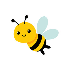 Cheerful baby bee in flight with joyful expression Line Art Vector illustration