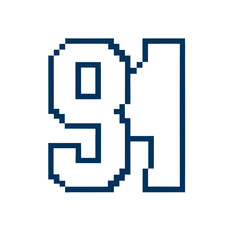 Fototapeta premium Pixel style number patch for nostalgic design Line Art Vector illustration