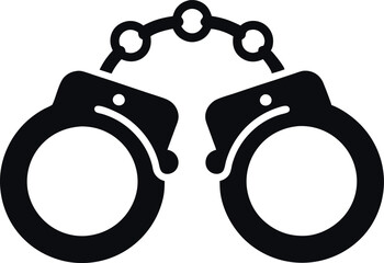 Handcuffed Symbol Silhouette Vector in Simple Flat Design for Police Use