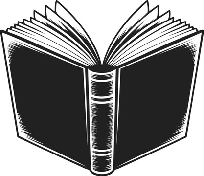 Open book, vintage illustration, literary art, reading material, book design, knowledge repository