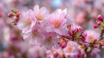 Obraz premium Premium image of soft pink cherry blossom display in full bloom.