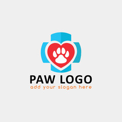 pet paw store logo design vector