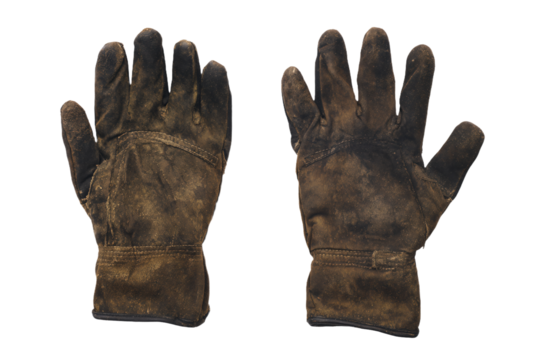 a pair of brown leather gloves on a white background - Powered by Adobe
