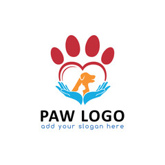 pet paw store logo design vector