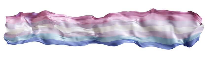 Bright colors of the bigender flag ripple gently against a clean white backdrop, symbolizing acceptance and recognition of diverse gender identities. Isolated on transparent background. 3D.