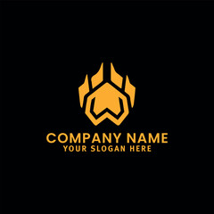 pet paw store logo design vector