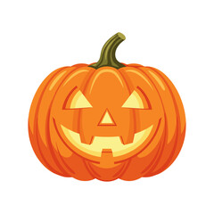 Fototapeta premium Jack-o'-lantern with carved face in bright orange color for Halloween 