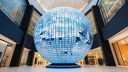 Illuminated Sphere Art A Modern Mall Installation, art , sculpture