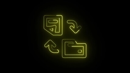 Transfer Icon Animation with Glowing Lines on Black Background