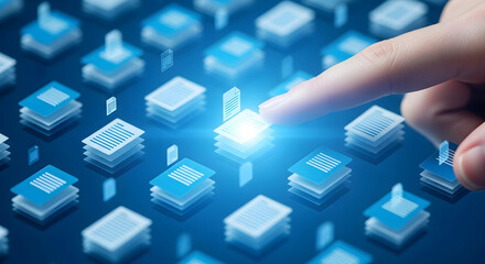 Digital Document Selection Finger Clicks on Abstract Data Pile