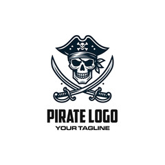 Pirate Logo Vector – Skull and Crossbones Emblem in Vintage Adventure Style


