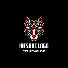 Kitsune Logo Vector – Japanese Fox Spirit Emblem in Modern Style

