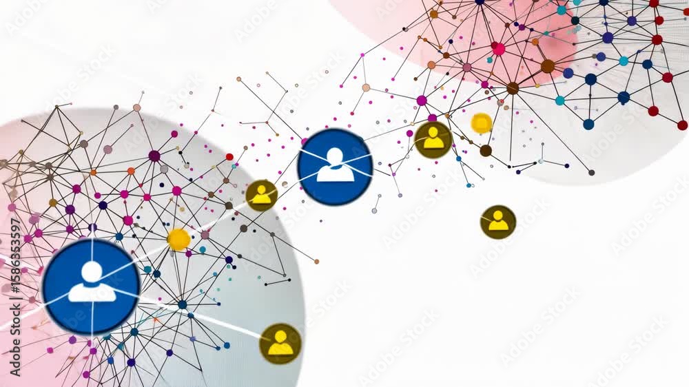 Poster a dynamic display showcases the intricate relationships within a digital network, emphasizing data f